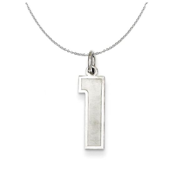 Sterling Silver, Jersey Collection, Medium Number 1 Necklace - 24 Inch - Picture 1 of 8